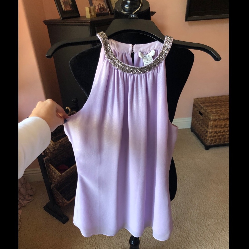 Purple Shimmer Cache Halter Top With Beading - image 2